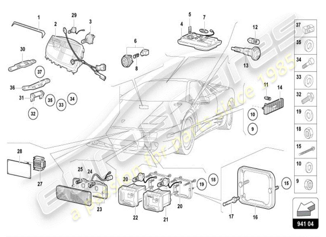 lamborghini diablo vt (1999) headlights part diagram