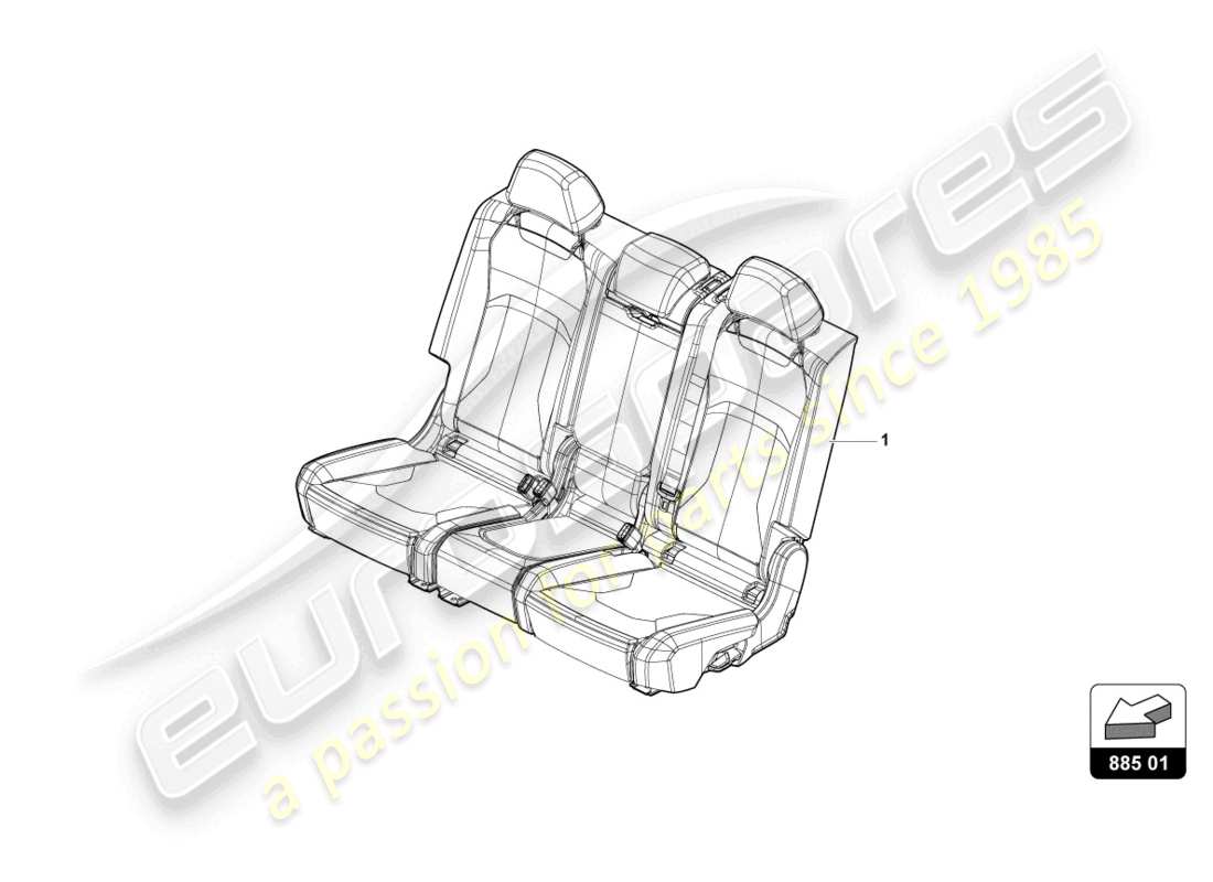 lamborghini urus performante (2024) bench seat with backrest and headrest part diagram