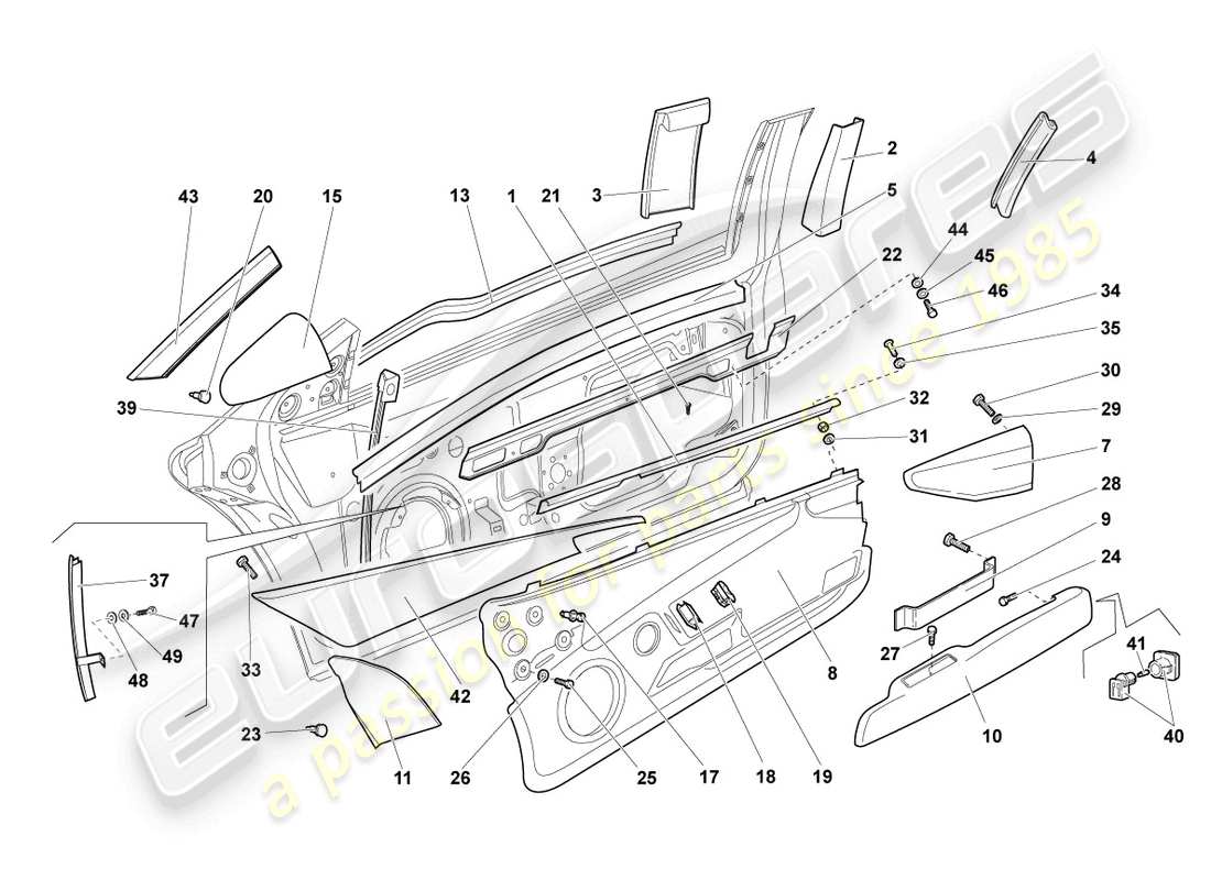 lamborghini lp640 roadster (2007) window guide part diagram