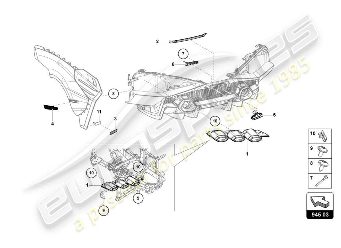 lamborghini sian roadster (2021) tail light rear part diagram