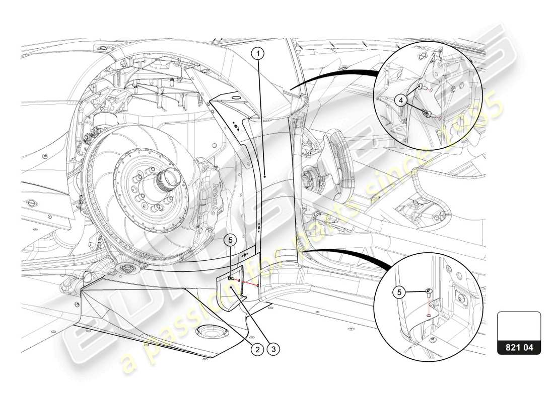 lamborghini super trofeo evo 2 (2022) front fender part diagram