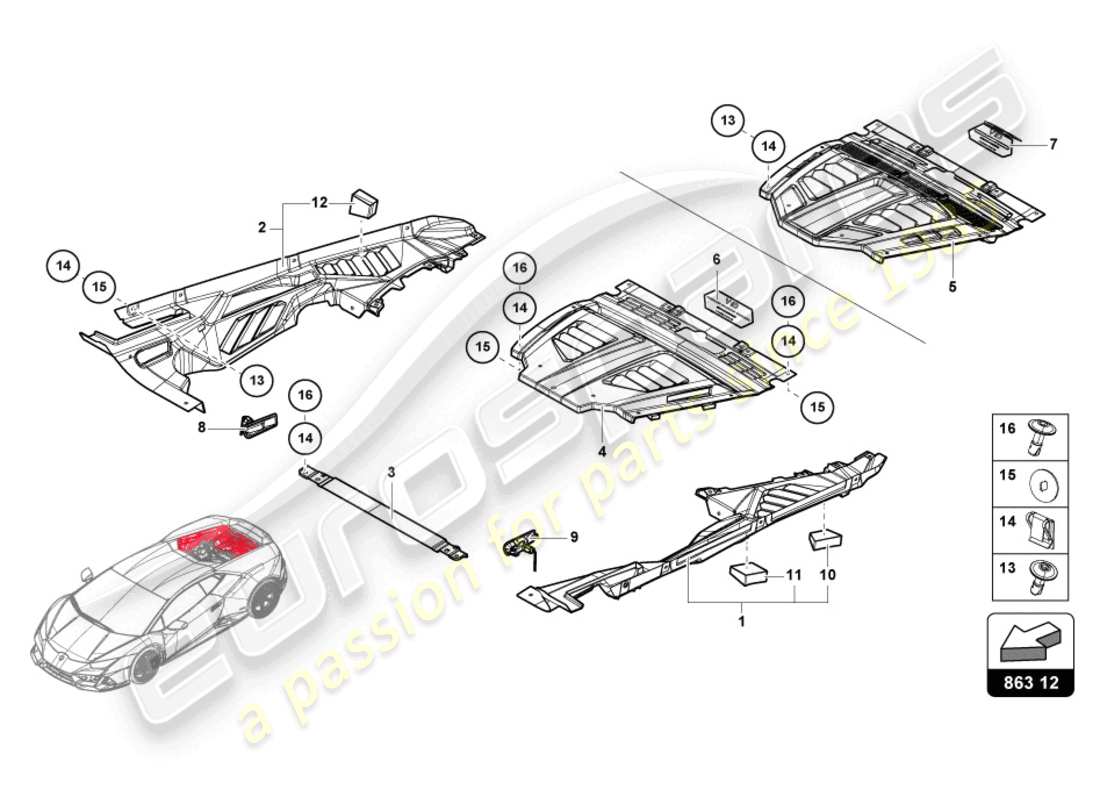 lamborghini sterrato (2024) engine cover part diagram