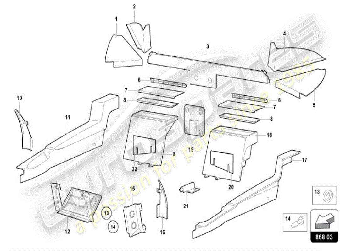 lamborghini diablo vt (1995) interior decor part diagram