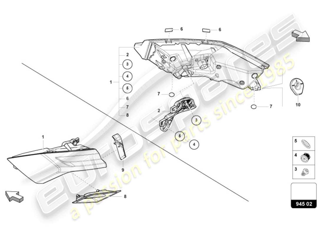 lamborghini urus performante (2024) rear light part diagram