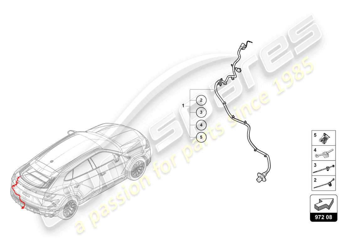 lamborghini urus performante (2024) wiring set for tow hitch rear part diagram