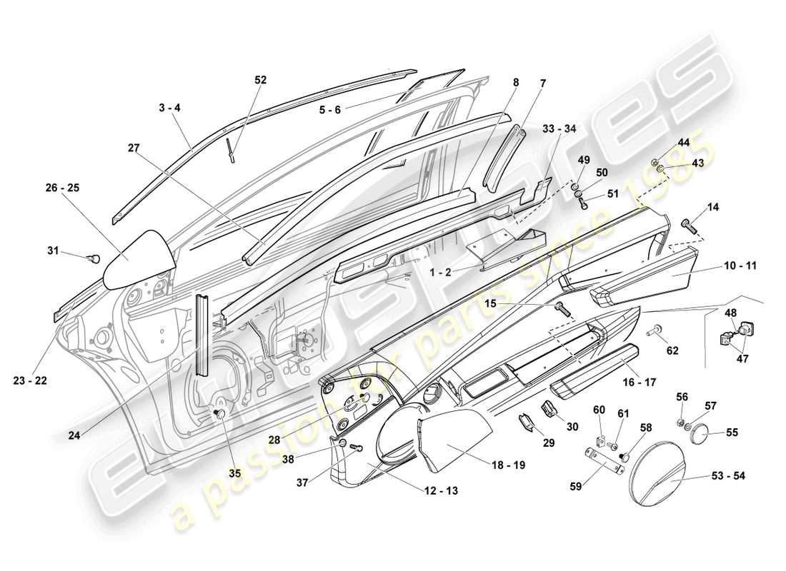 lamborghini lp670-4 sv (2010) window guide part diagram