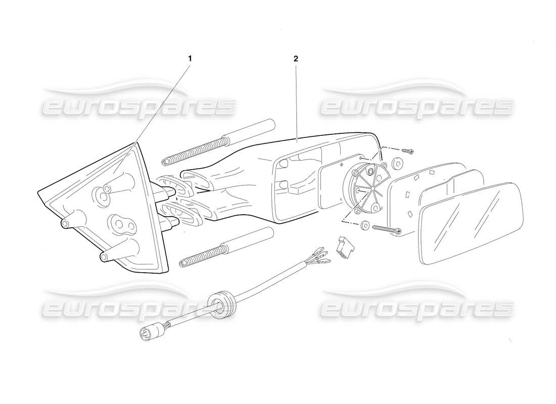 lamborghini diablo sv (1997) external rear view mirrors (valid for rh d. - march 1997) part diagram