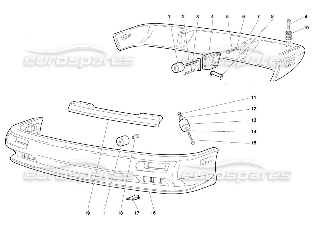 lamborghini diablo (1991) bumpers (valid for australia version - october 1991) part diagram