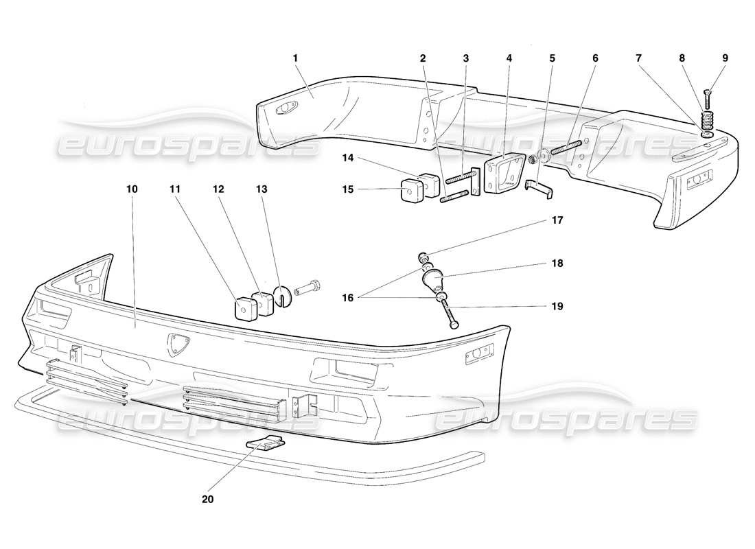 lamborghini diablo se30 (1995) bumpers (valid for usa - january 1995) part diagram