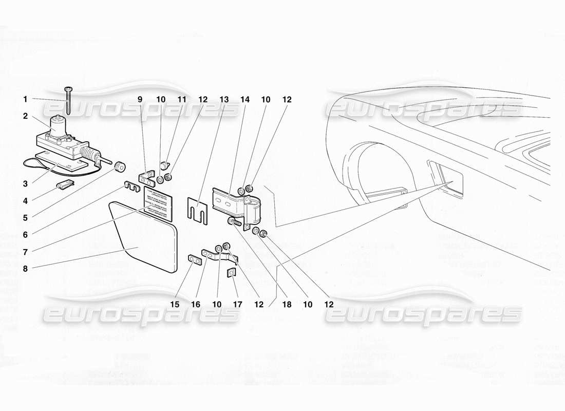 lamborghini diablo se30 (1995) fuel cap (valid for usa - january 1995) part diagram