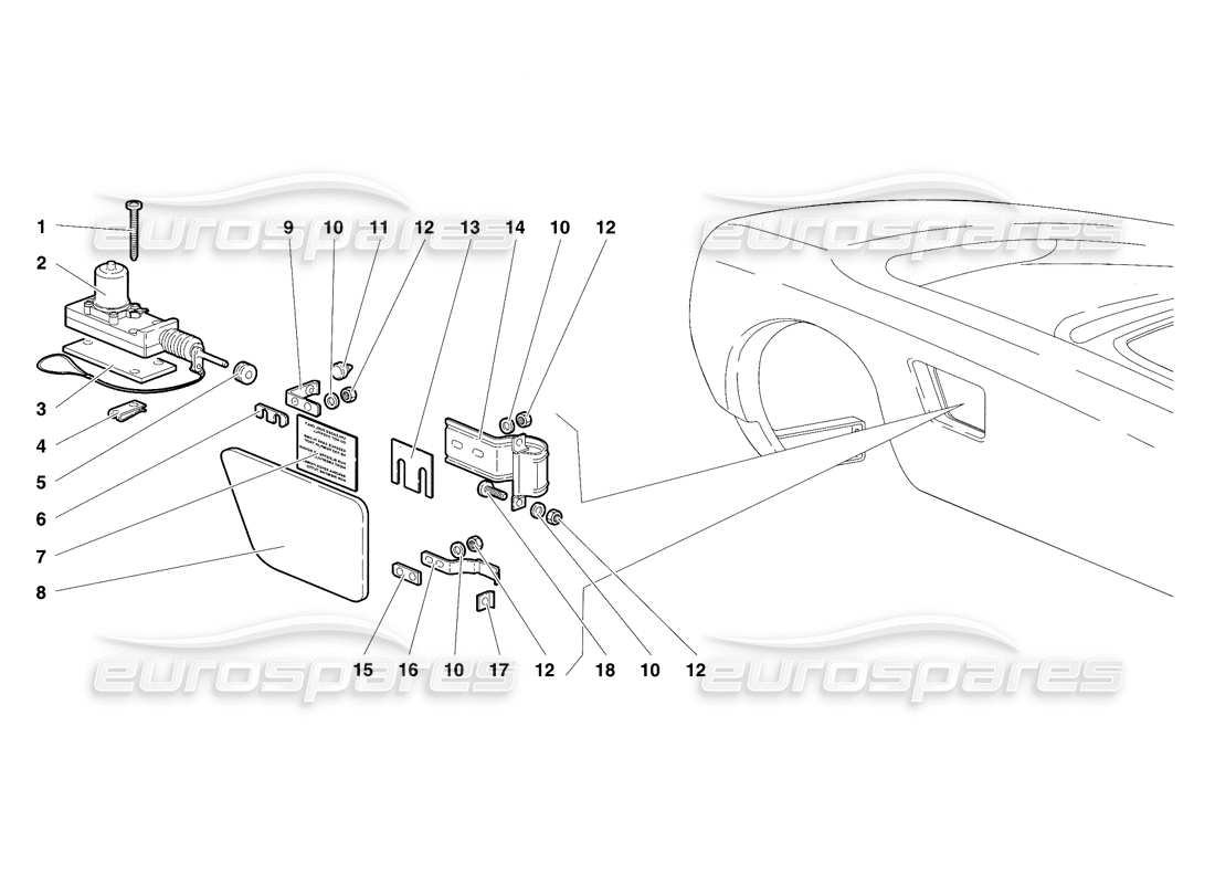 lamborghini diablo se30 (1995) fuel cap (valid for canada - january 1995) part diagram