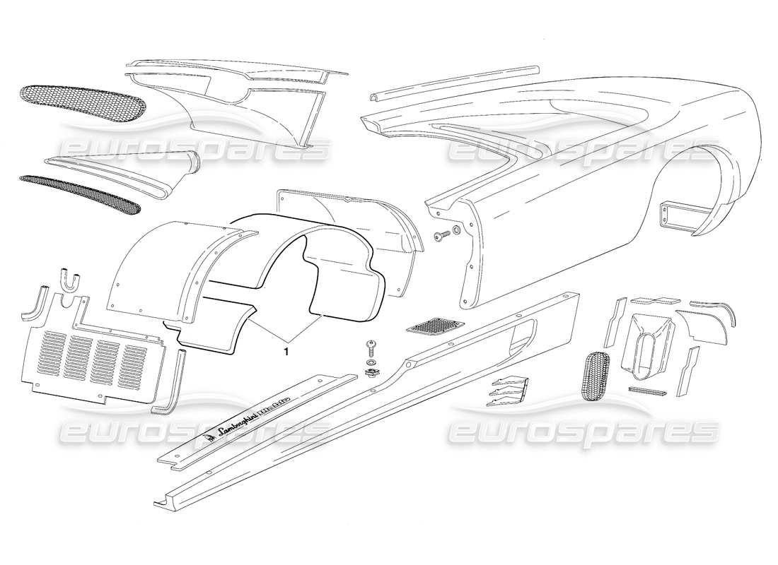 lamborghini diablo (1991) body elements (valid for switzerland version - october 1991) part diagram