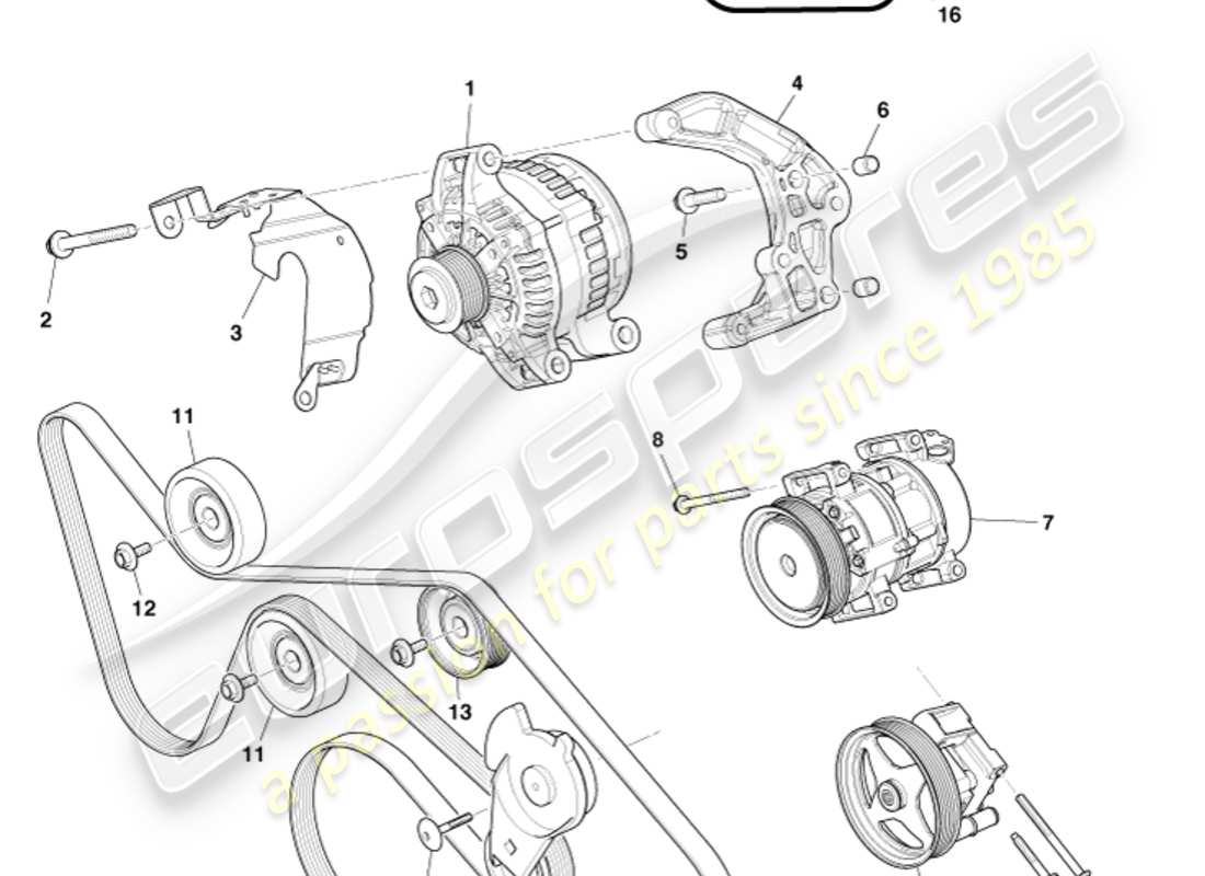 aston martin db9 (2007) accessory drive parts diagram