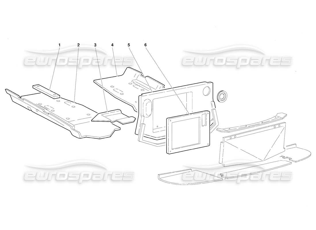 lamborghini diablo (1991) frame floor panels (valid for australia version - october 1991) part diagram