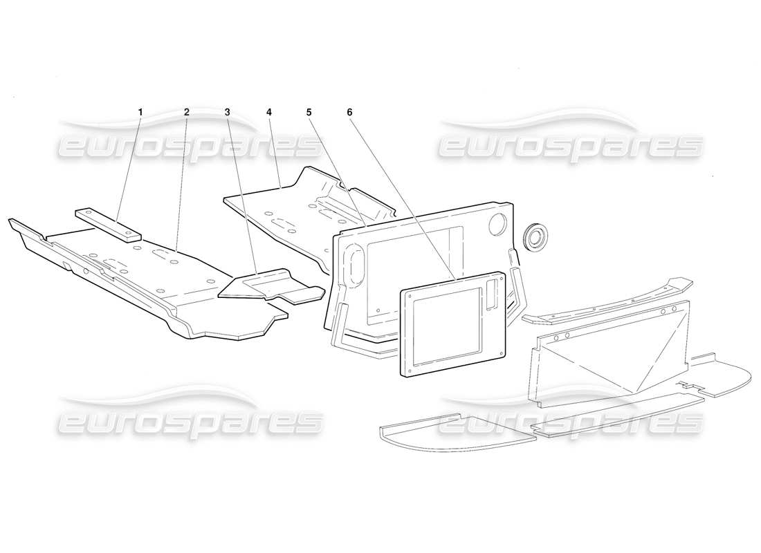 lamborghini diablo (1991) frame floor panels (valid for gb version - october 1991) part diagram