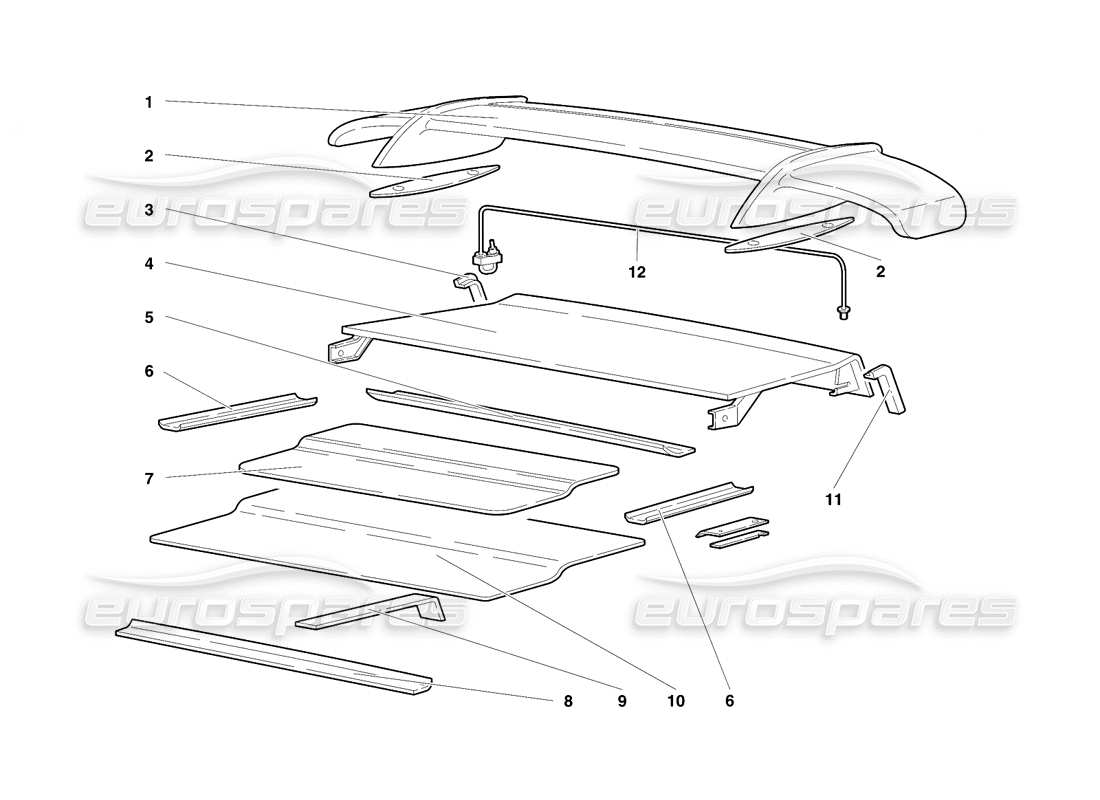 lamborghini diablo se30 (1995) rear hood and wing (valid for switzerland - january 1995) part diagram