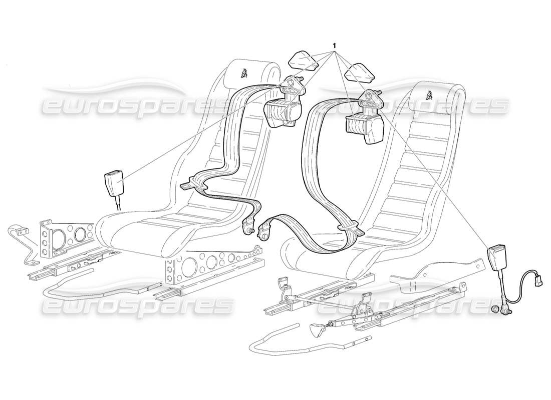 lamborghini diablo se30 (1995) seats and safety belts (valid for canada - january 1995) part diagram