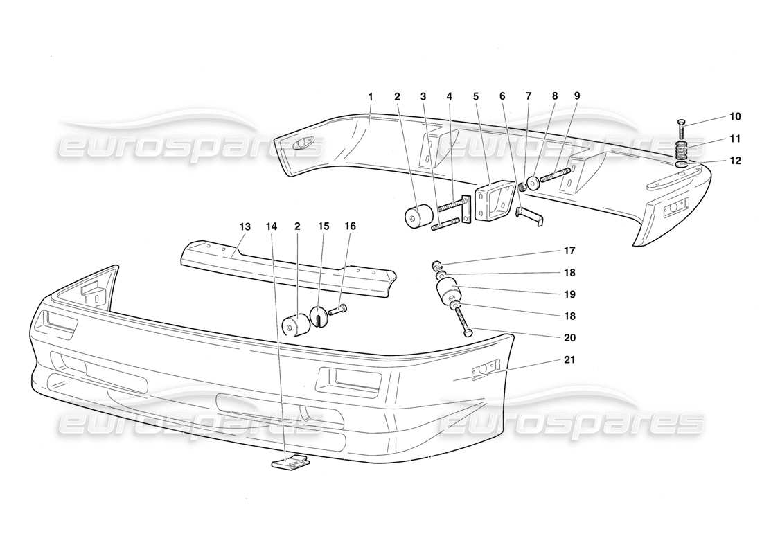 lamborghini diablo sv (1997) bumpers (valid for canada - march 1997) part diagram