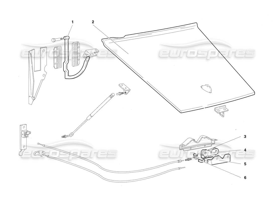 lamborghini diablo sv (1997) front hood (valid for rh d. - march 1997) part diagram