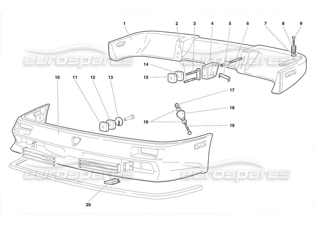 lamborghini diablo se30 (1995) bumpers (valid for canada - january 1995) part diagram