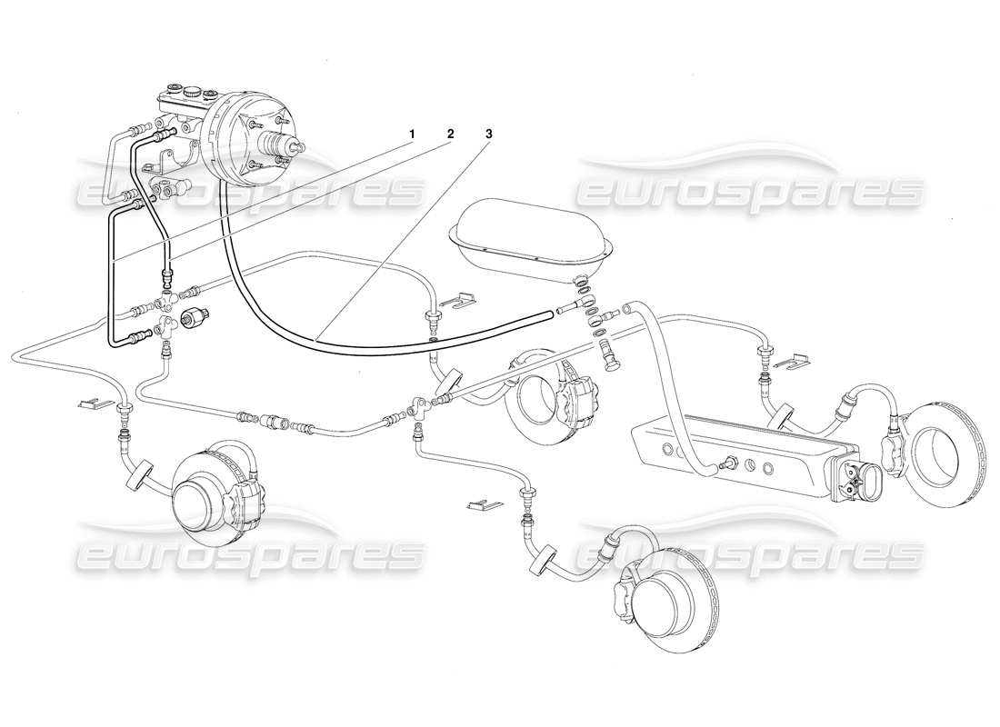 lamborghini diablo (1991) brake system (valid for australia version - october 1991) part diagram