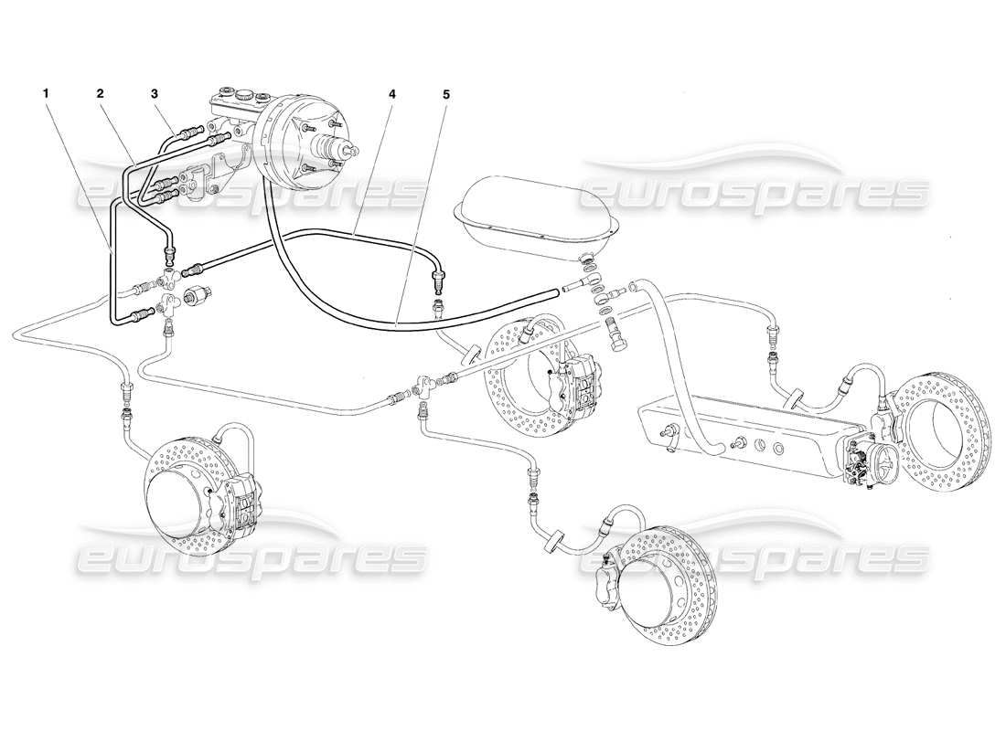 lamborghini diablo se30 (1995) brake system (valid for rh d. version - january 1995) part diagram