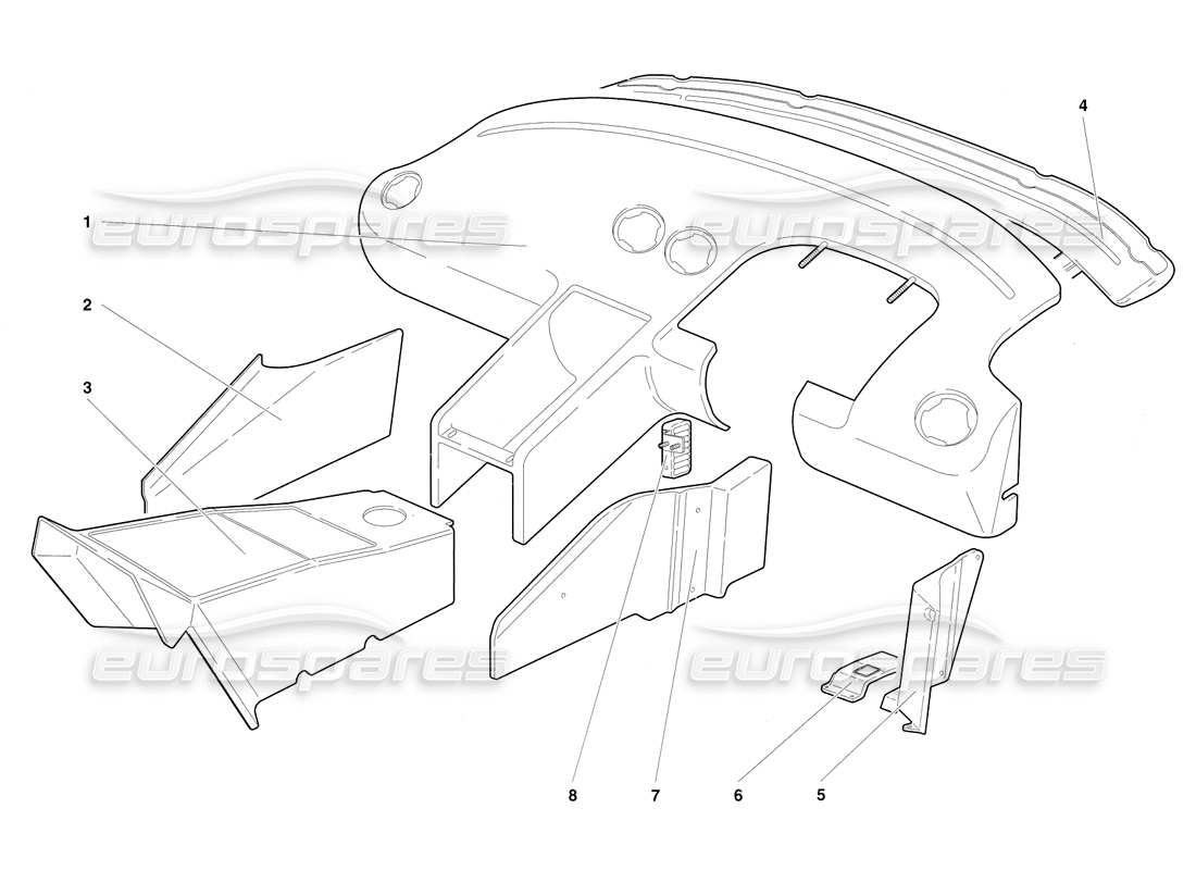 lamborghini diablo sv (1997) passenger compartment trim (valid for rh d. - march 1997) part diagram