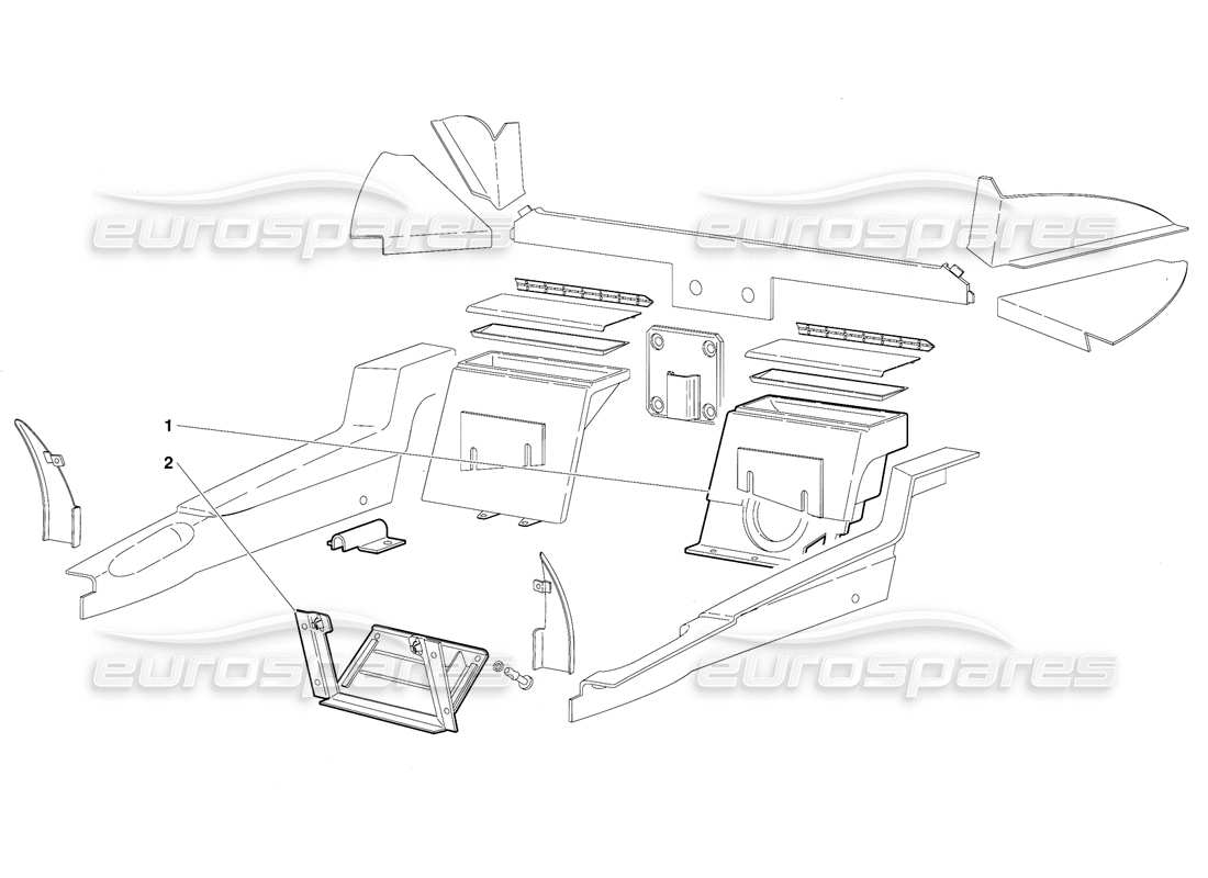 lamborghini diablo (1991) passenger compartment trim (valid for gb version - october 1991) part diagram