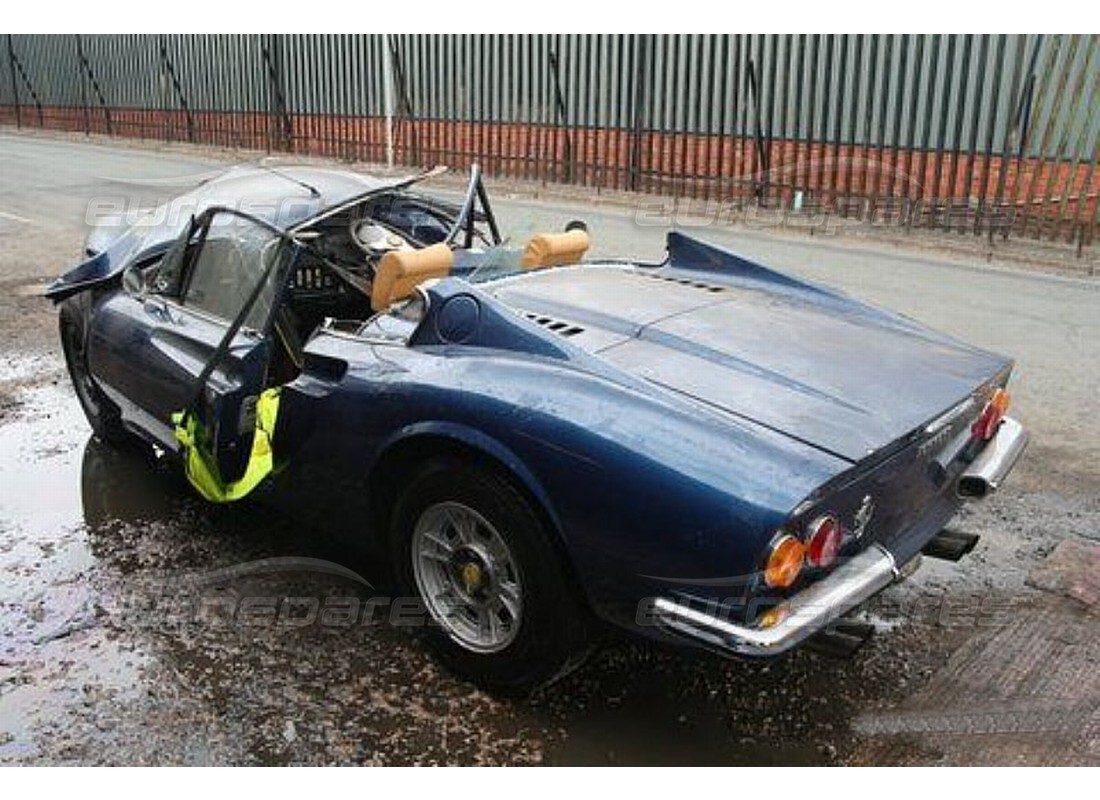 ferrari 246 dino (1975) being prepared for dismantling at eurospares