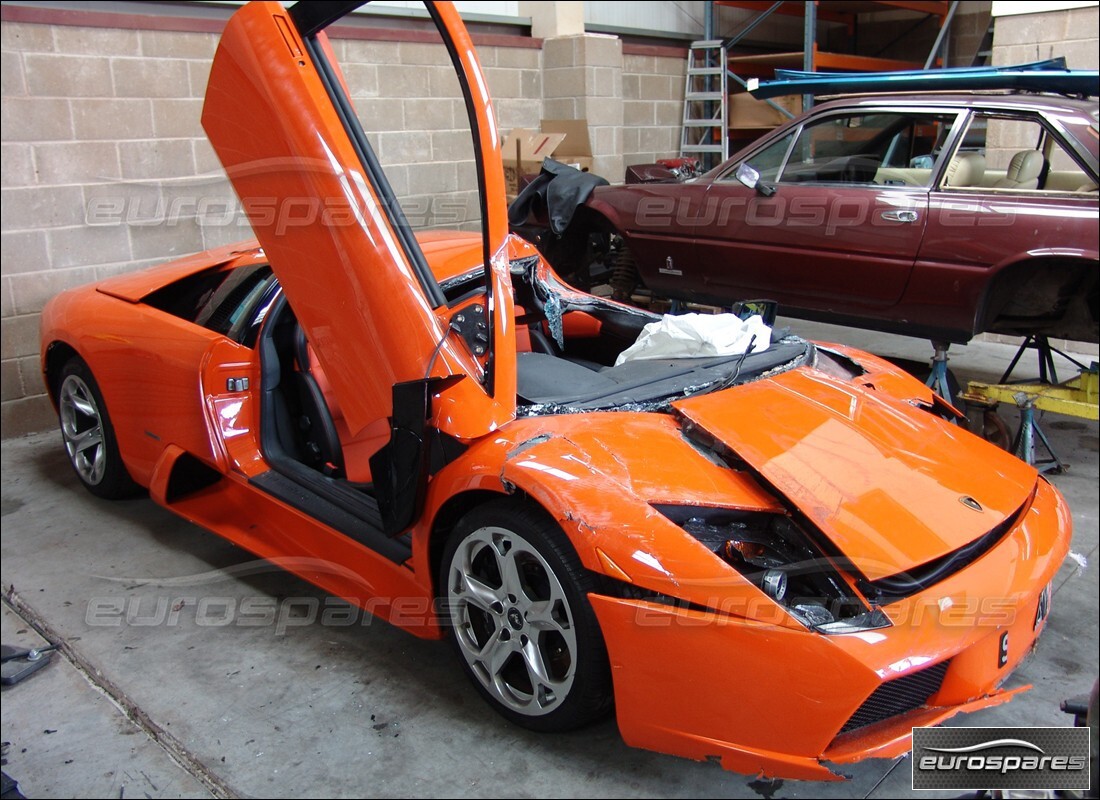 lamborghini murcielago coupe (2003) being prepared for dismantling at eurospares