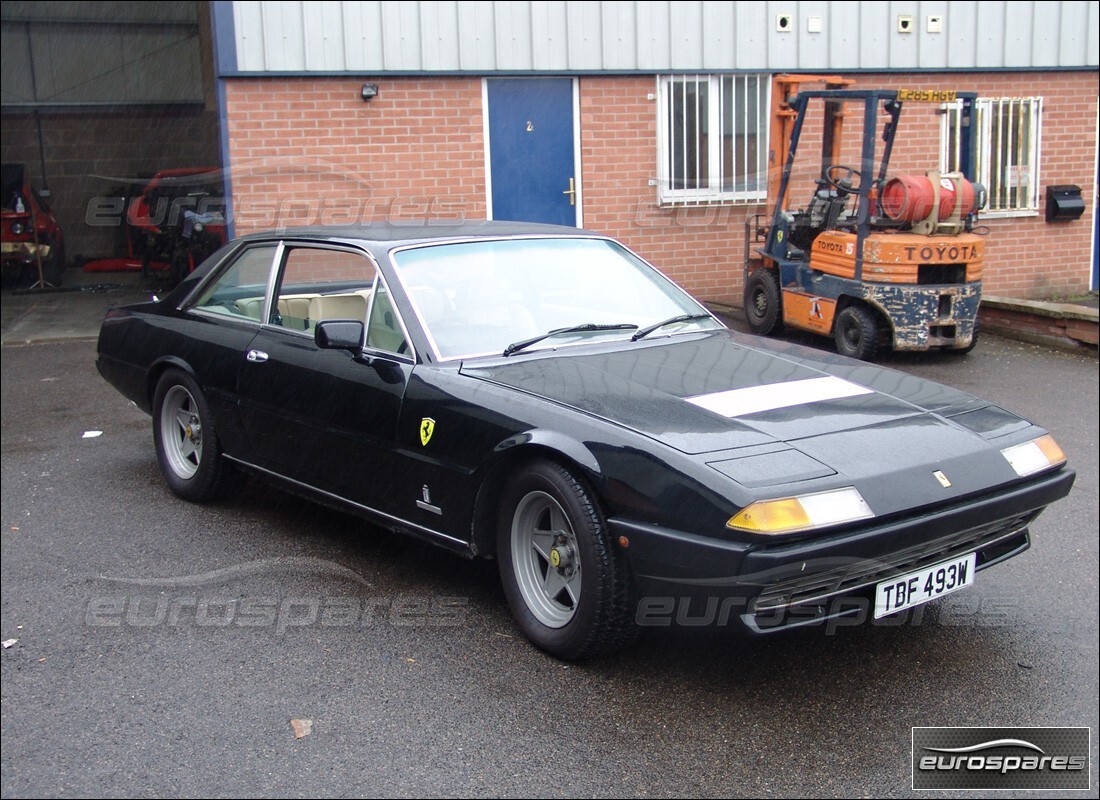 ferrari 400i (1983 mechanical) being prepared for dismantling at eurospares