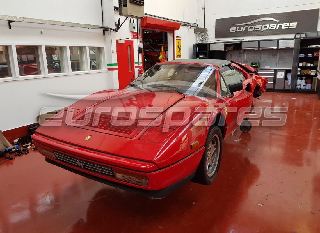 ferrari 328 (1988) being prepared for dismantling at eurospares