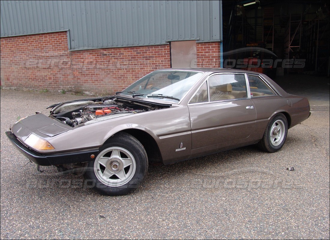 ferrari 365 gt4 2+2 (1973) being prepared for dismantling at eurospares