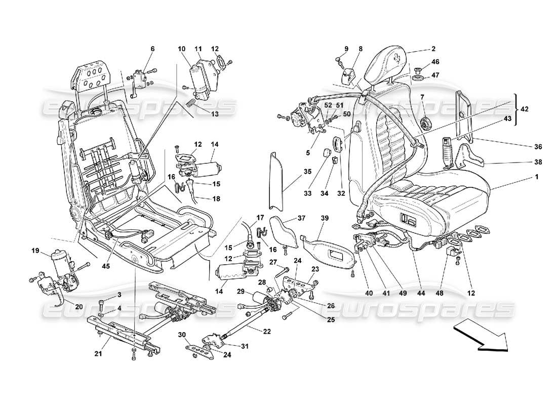 ferrari 550 maranello seat and safety belts -comfort part diagram