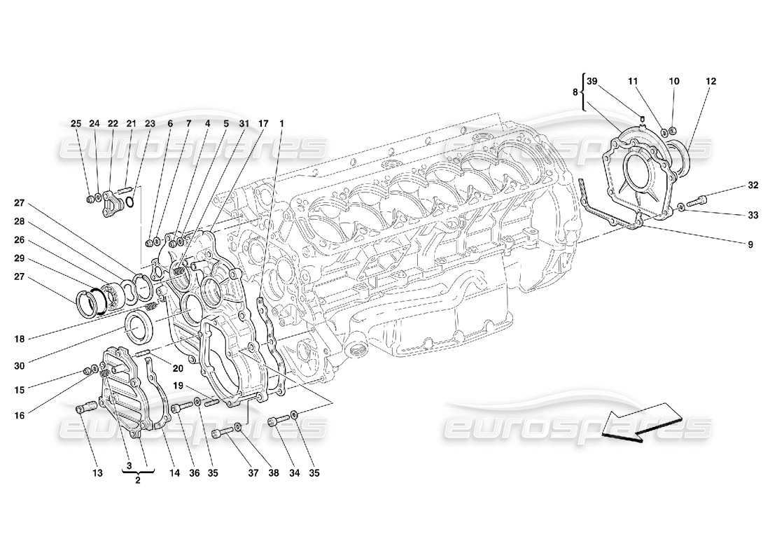 ferrari 550 maranello crankcase - covers part diagram