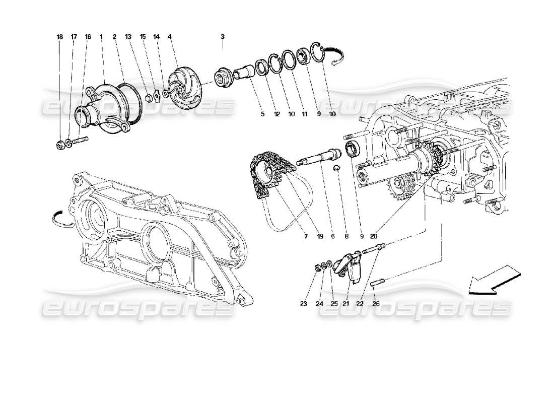 ferrari 512 m water pump part diagram