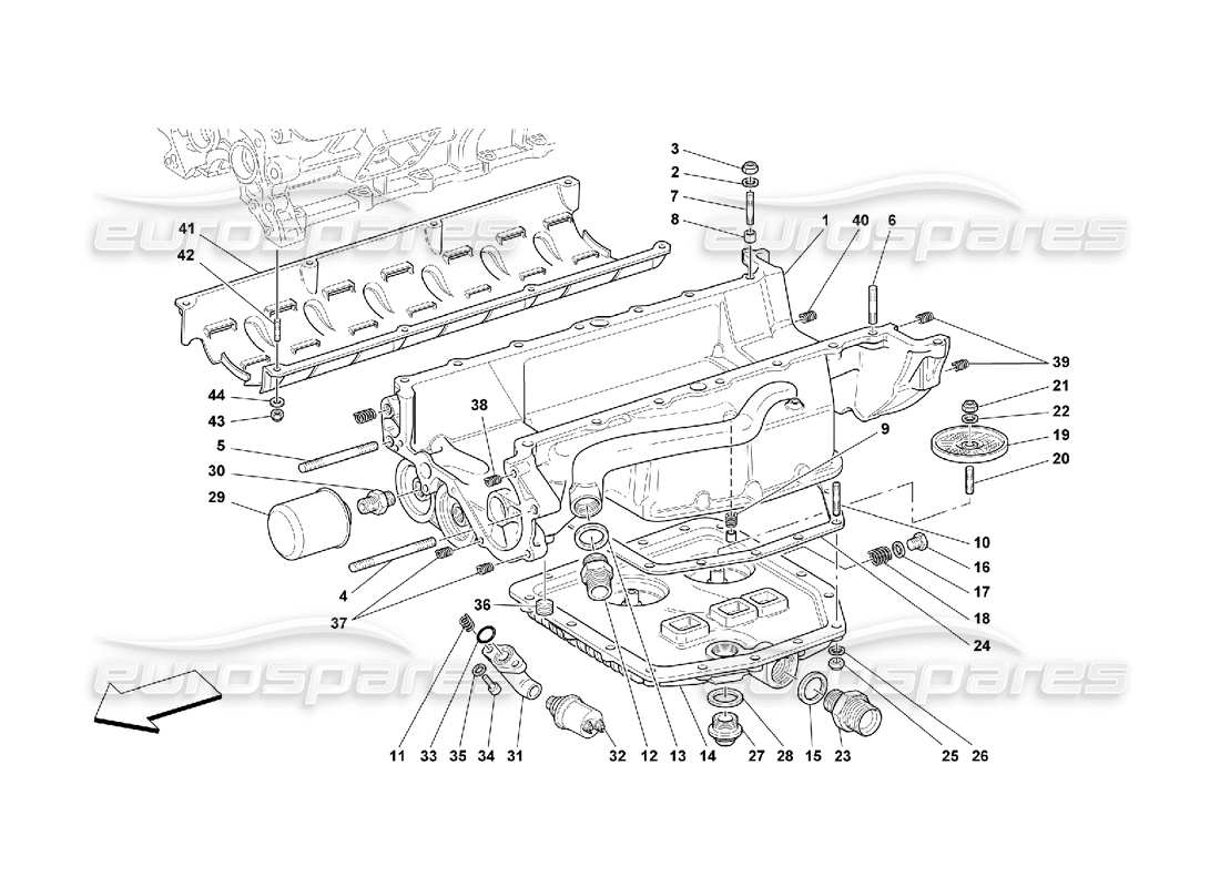 ferrari 550 maranello lubrication - oil sumps and filters part diagram