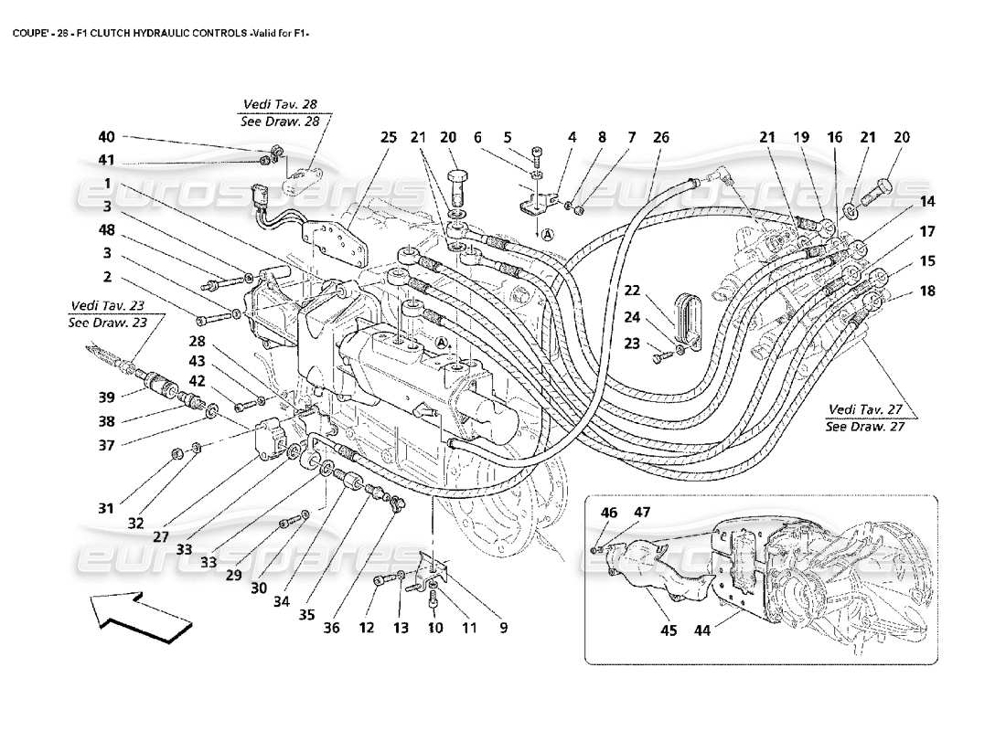 maserati 4200 coupe (2002) f1 clutch hydraulic controls -valid for f1 part diagram