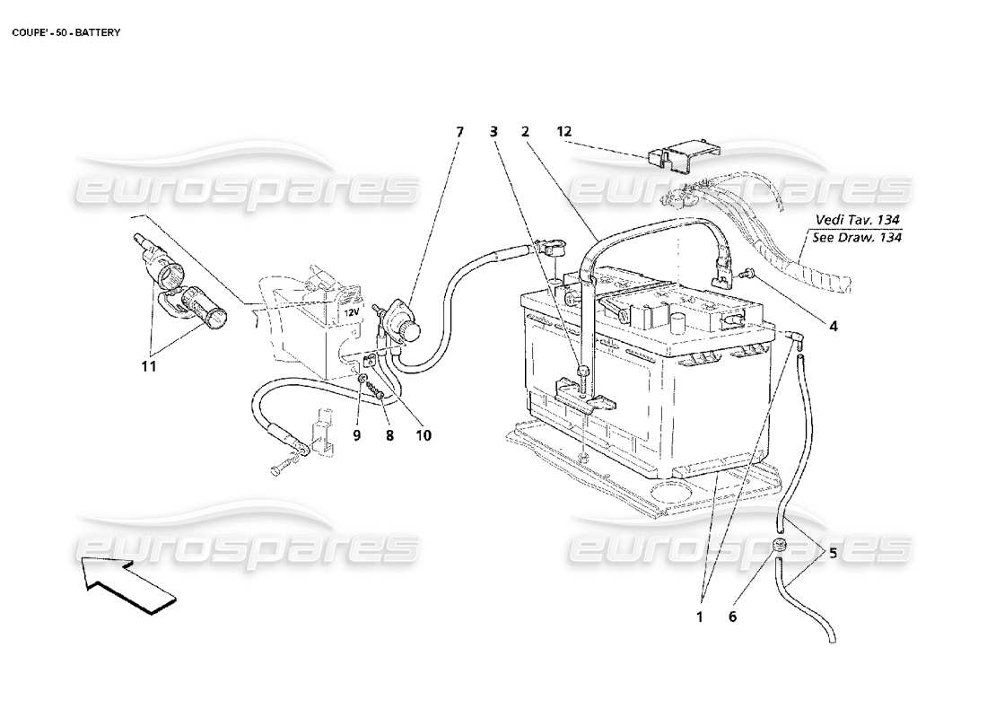 maserati 4200 coupe (2002) battery part diagram