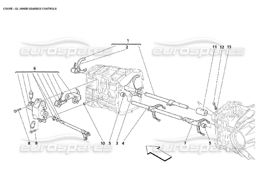 maserati 4200 coupe (2002) inner gearbox controls part diagram