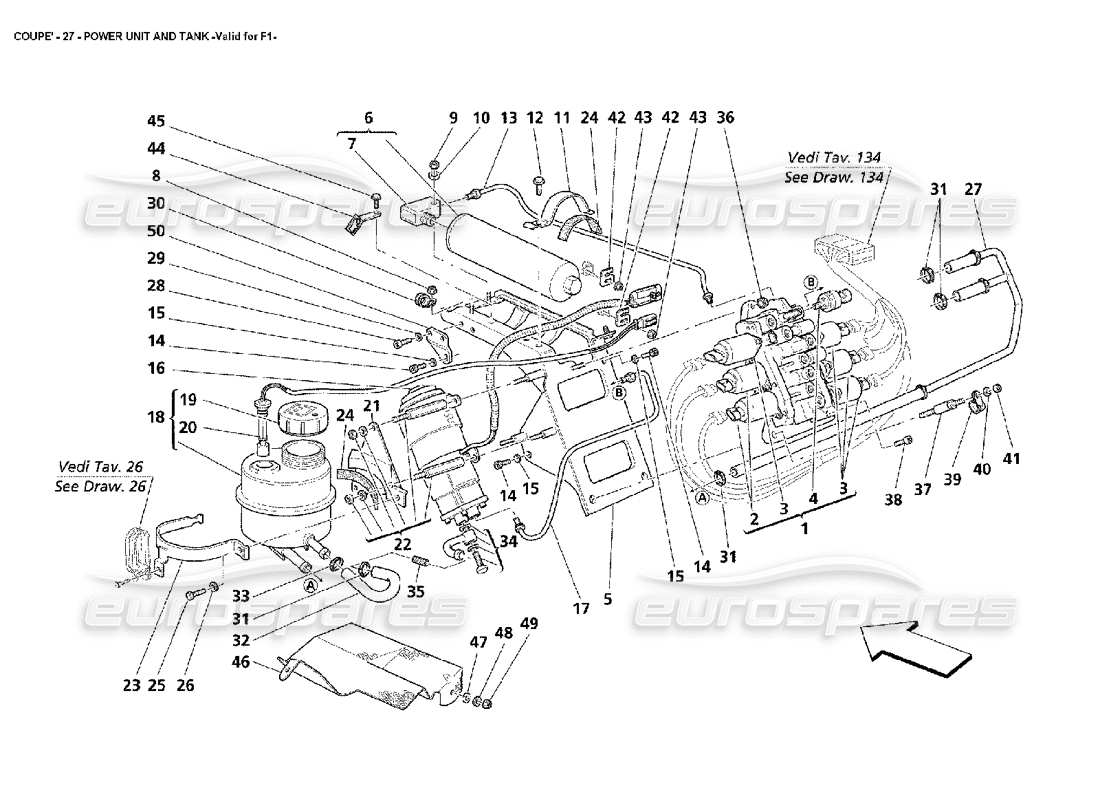 maserati 4200 coupe (2002) power unit and tank -valid for f1 part diagram