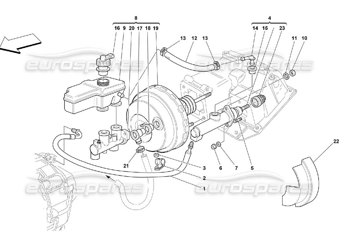 ferrari 550 maranello brake and clutch hydraulic system part diagram