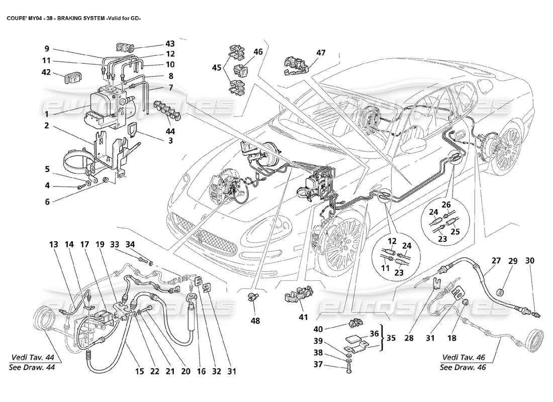 maserati 4200 coupe (2004) braking system valid for gd part diagram