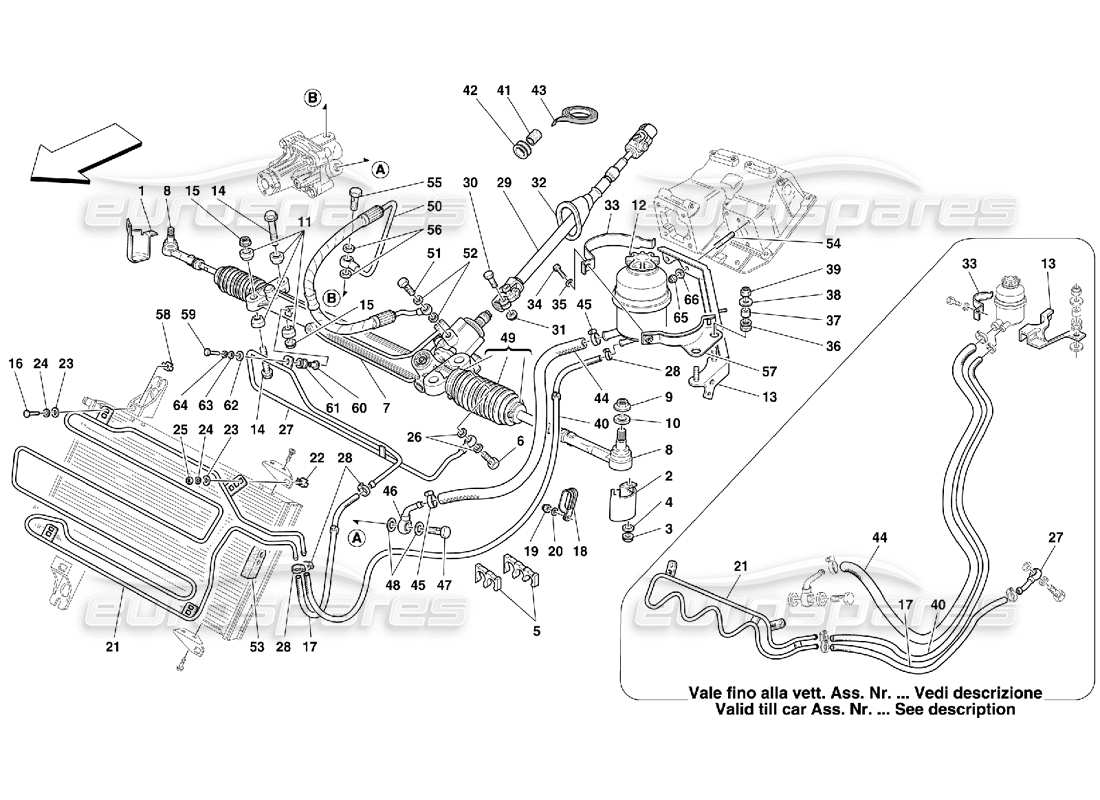 ferrari 550 maranello hydraulic steering box and serpentine part diagram