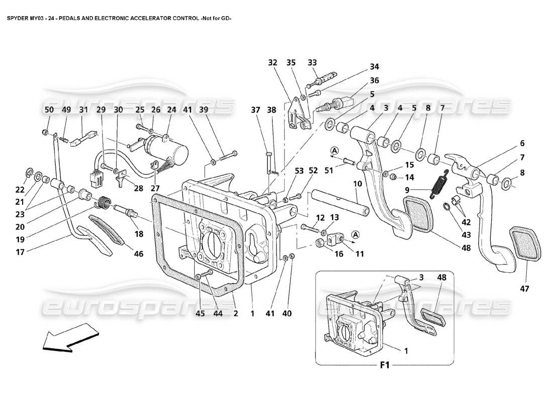 maserati 4200 spyder (2003) pedals and electronic accelerator control - not for gd part diagram