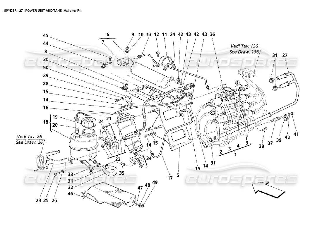 maserati 4200 spyder (2002) power unit and tank -valid for f1 part diagram