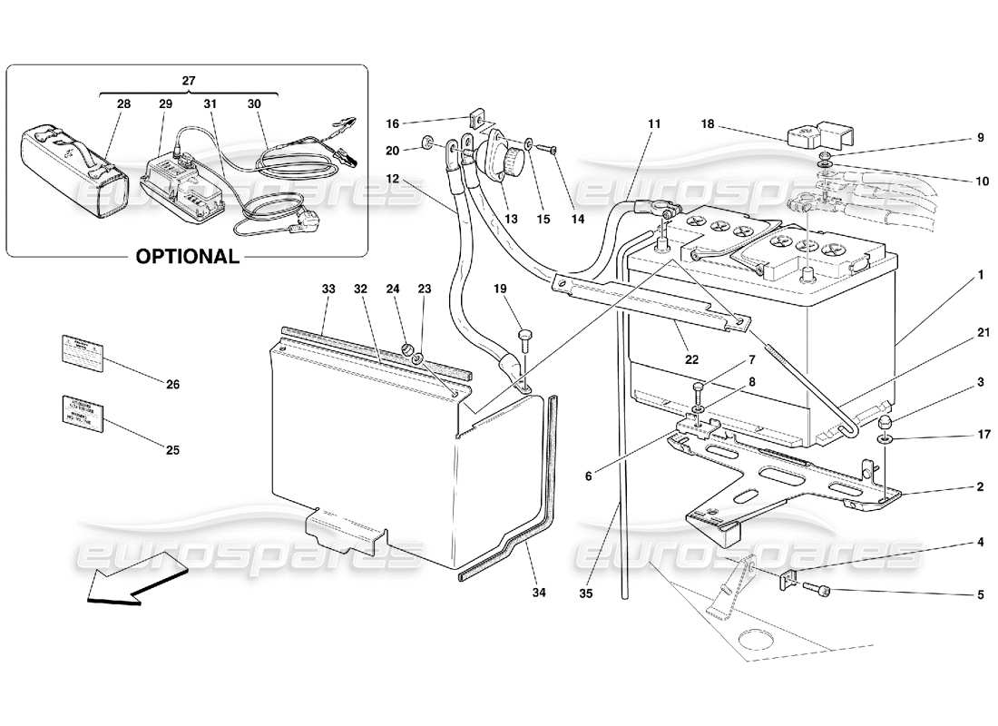 ferrari 550 maranello battery part diagram