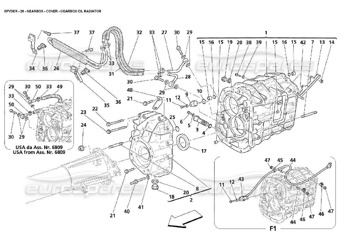 maserati 4200 spyder (2002) gearbox - cover - gearbox oil radiator part diagram