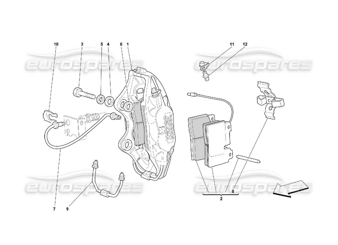 ferrari 550 maranello caliper for front brake part diagram