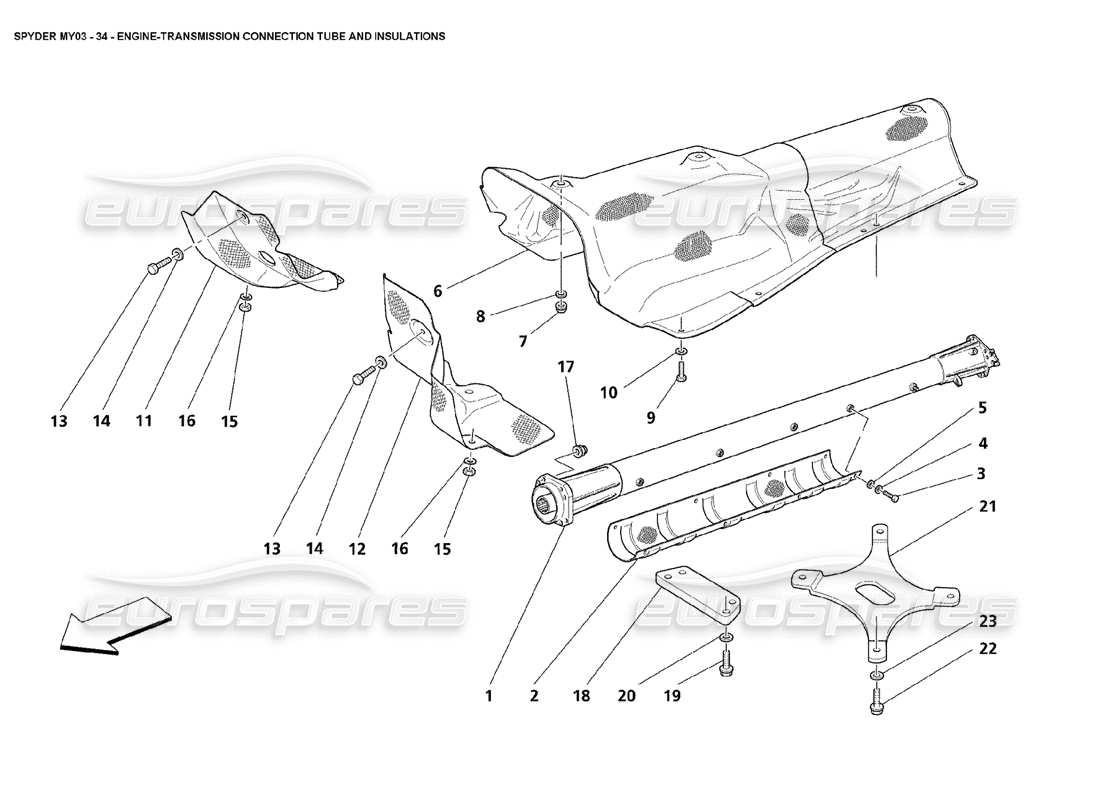 maserati 4200 spyder (2003) engine - transmission connections tube and insulators part diagram